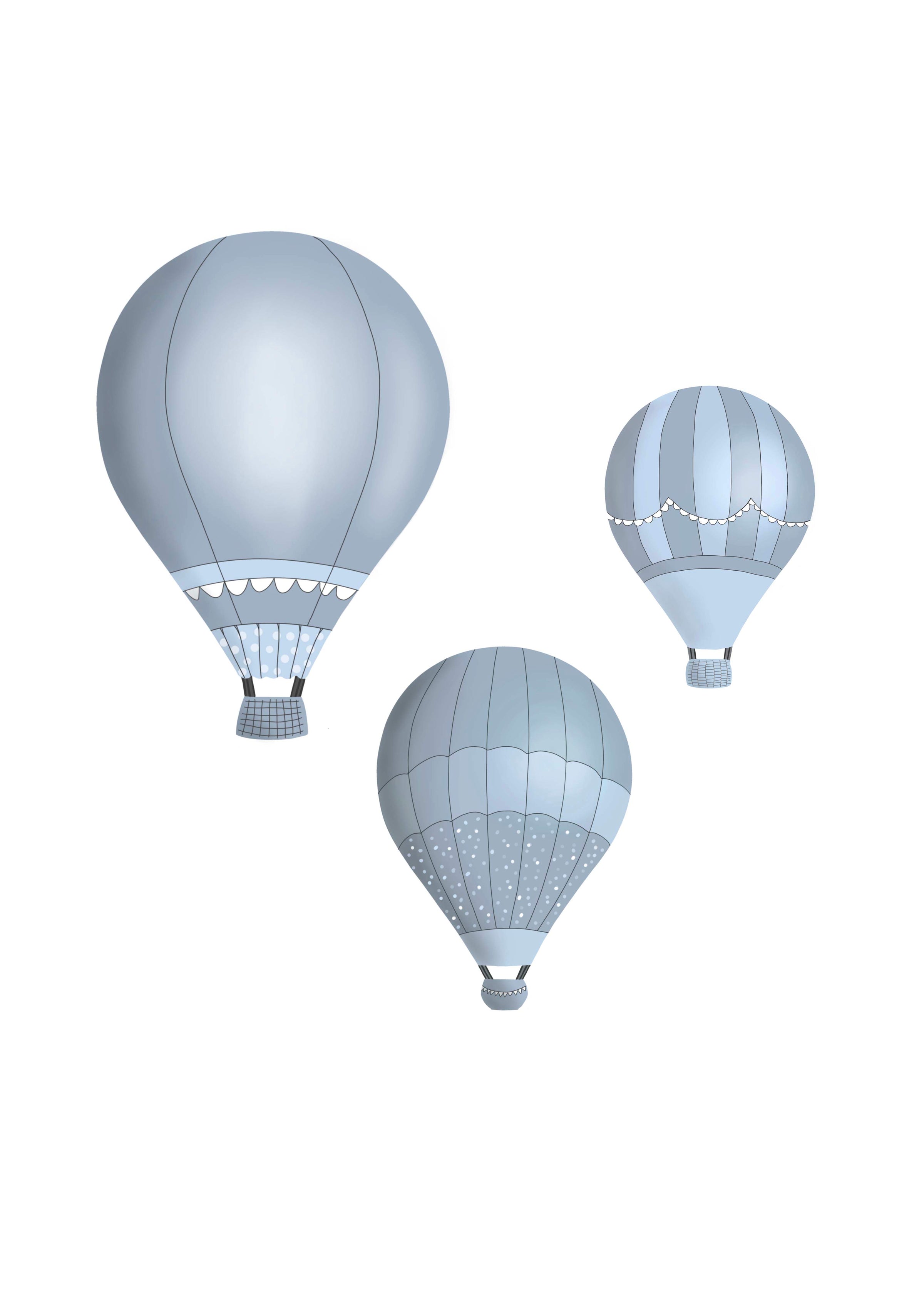 Hot Air Balloons - Steel Blue Set