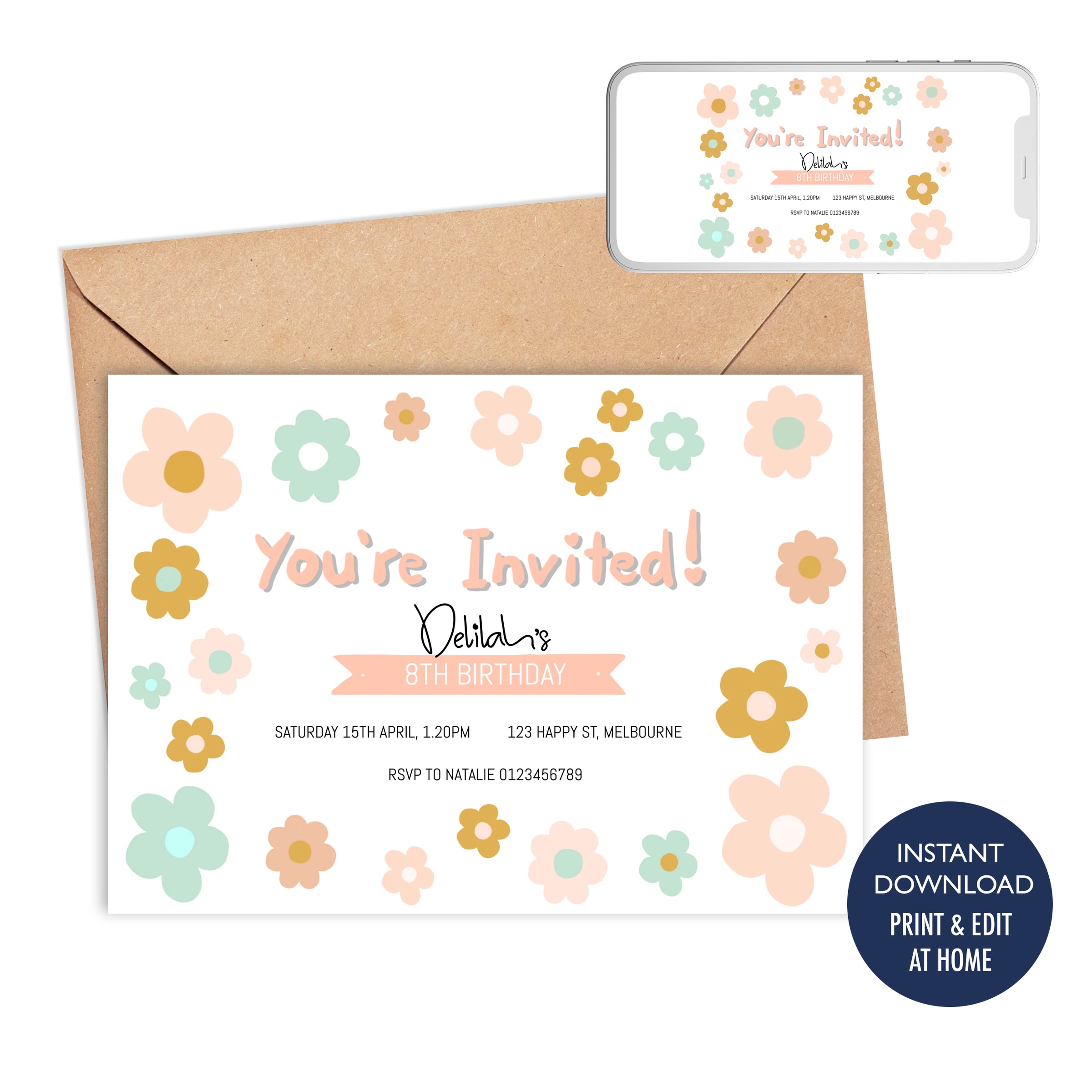 Flower Power Pastel Invitation