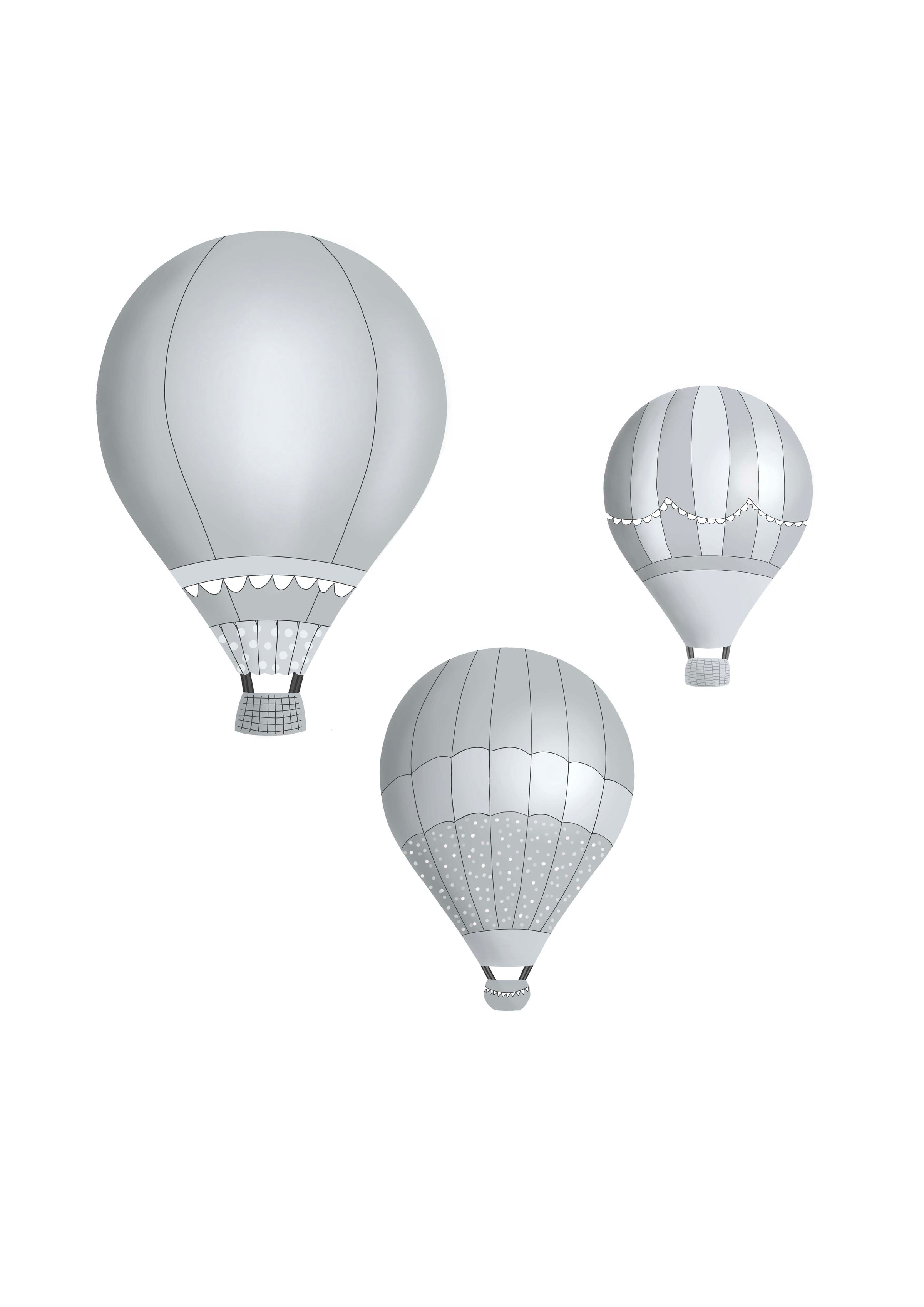 Hot Air Balloons - Grey Set